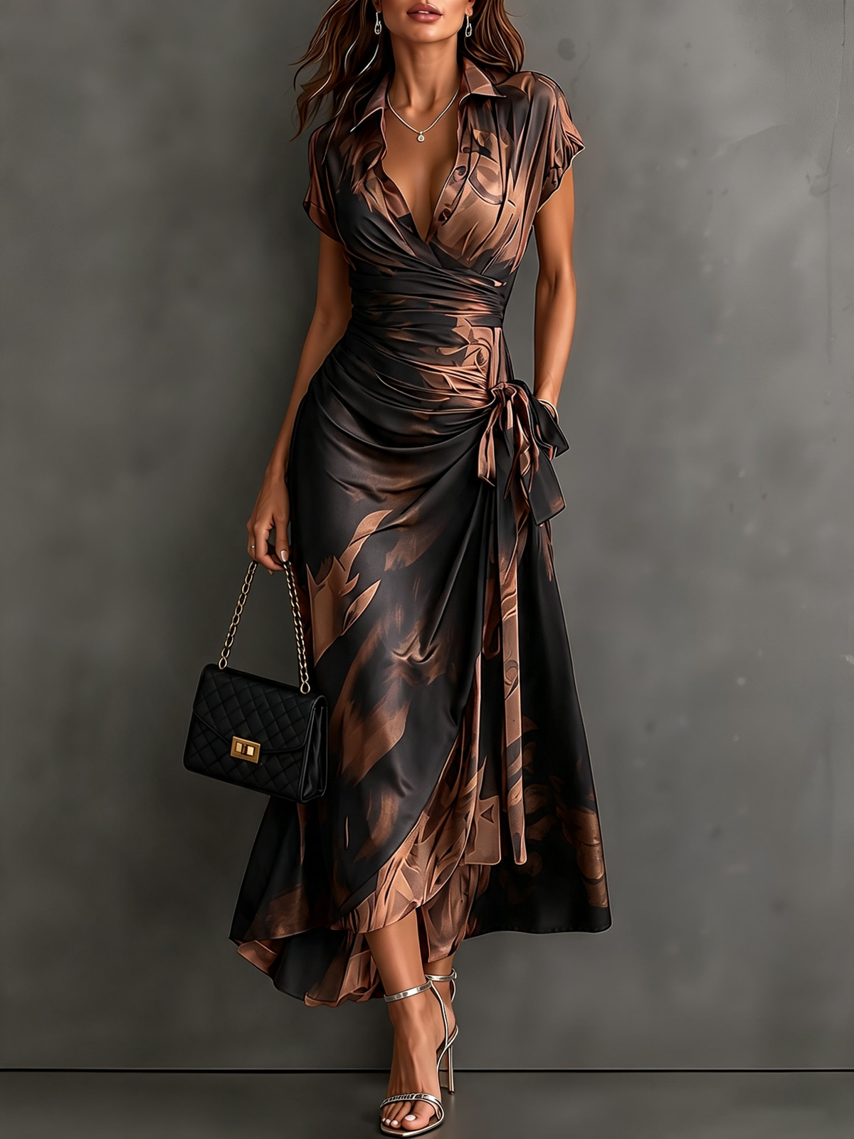 Sienna | Abstract Wrap Midi Dress
