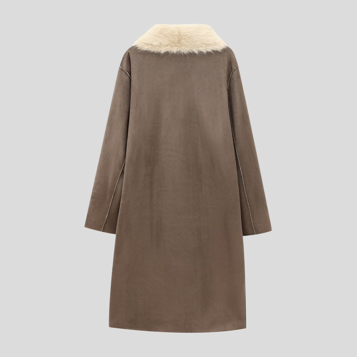 Długi Płaszcz Faux Leather z Miękkim Futrzanym Podszyciem