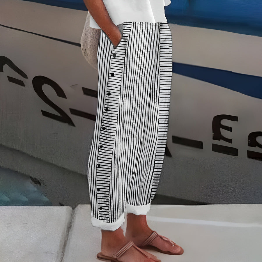 Bernadeta – Lekkie lniane spodnie z kieszeniami